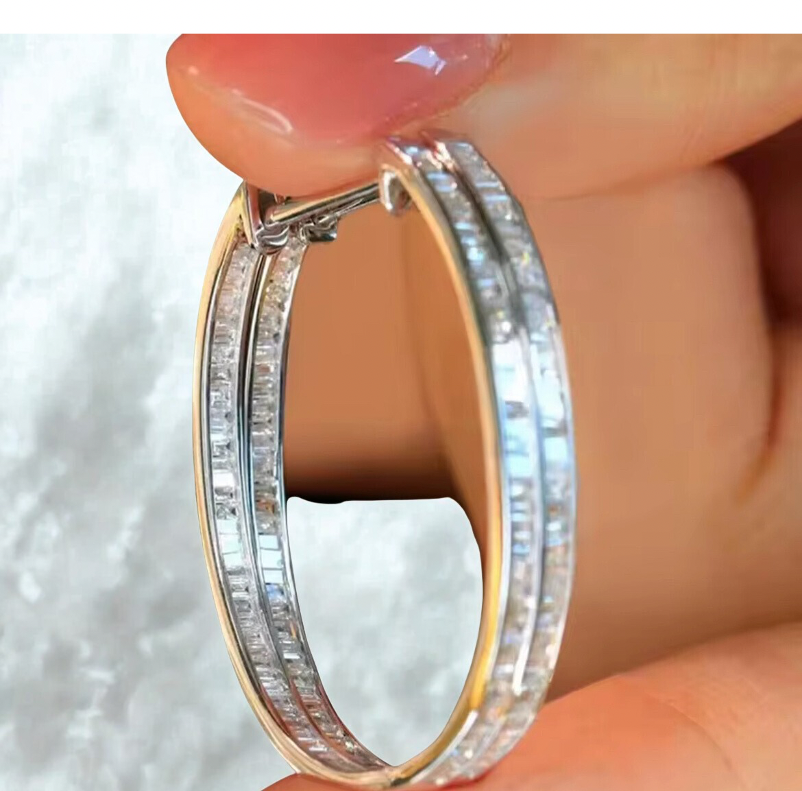 Baguettes of Ice Hoop Earrings