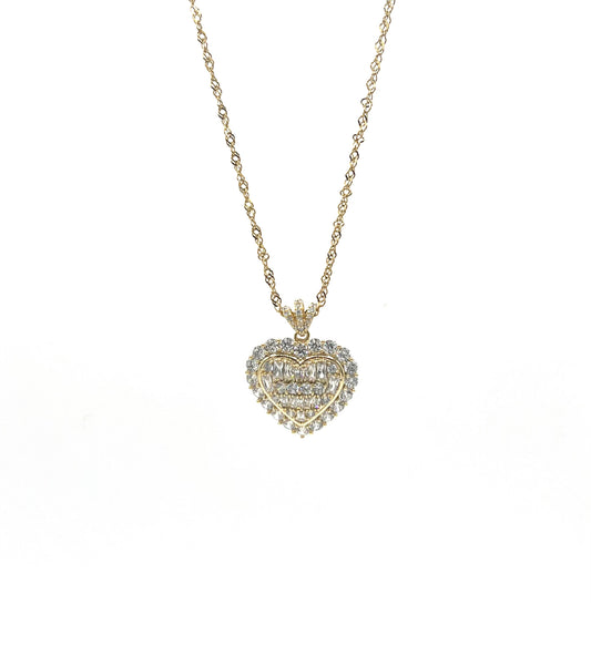 Halo Heart Baguette Necklace