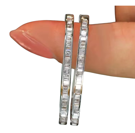 Baguettes of Ice Hoop Earrings