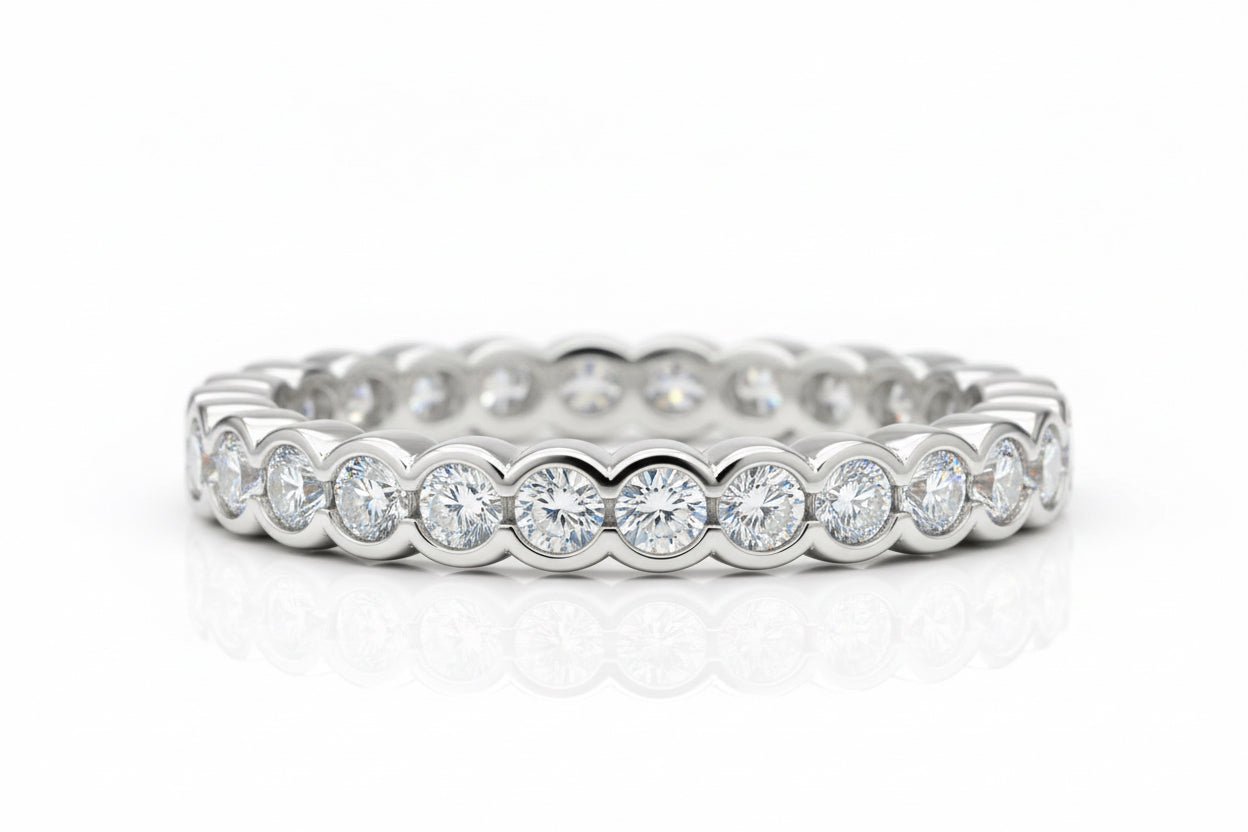 Iced Eternity Band Ring – Round-Cut Brilliance, Timeless Luxury