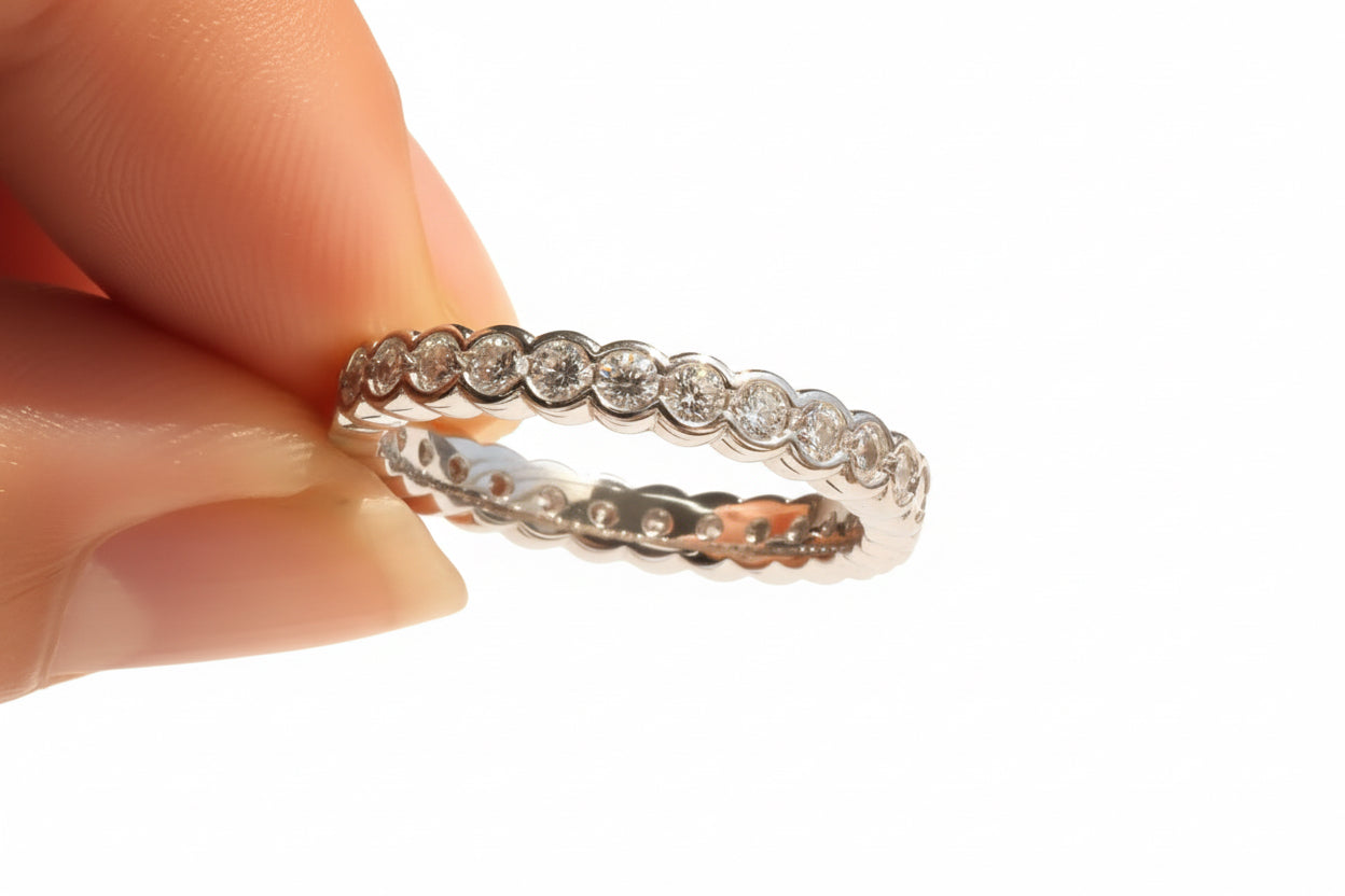Iced Eternity Band Ring – Round-Cut Brilliance, Timeless Luxury
