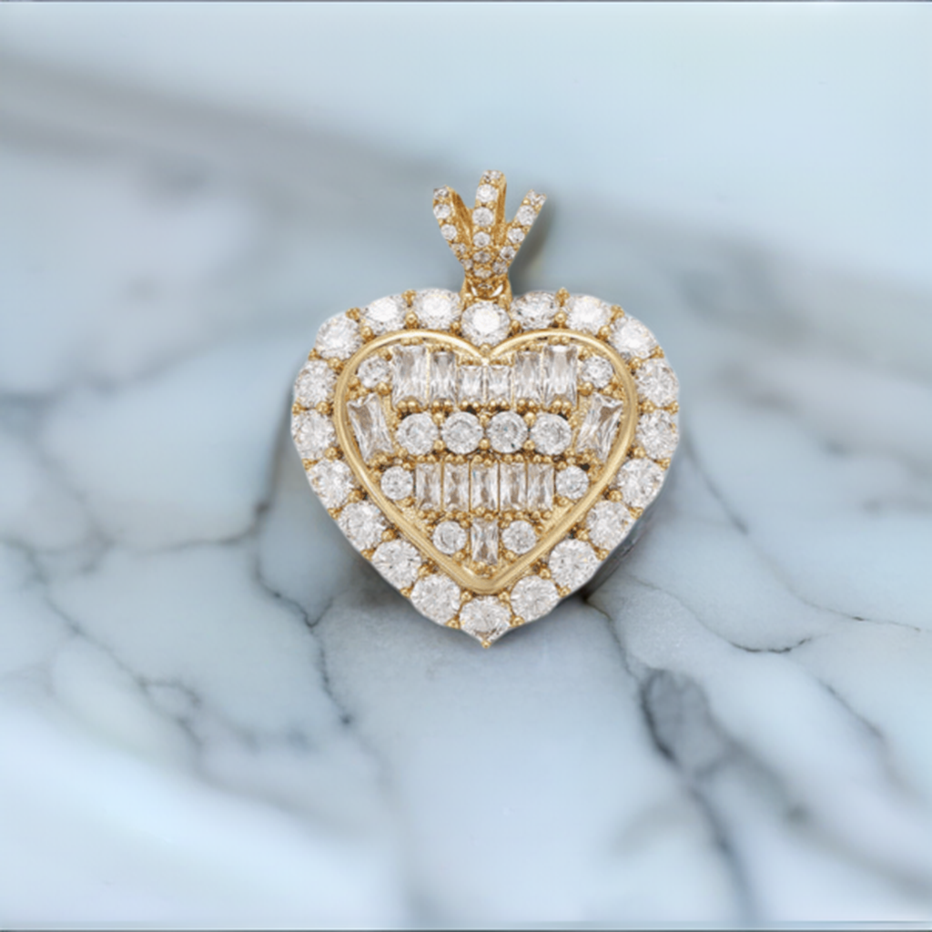 Halo Heart Baguette Necklace