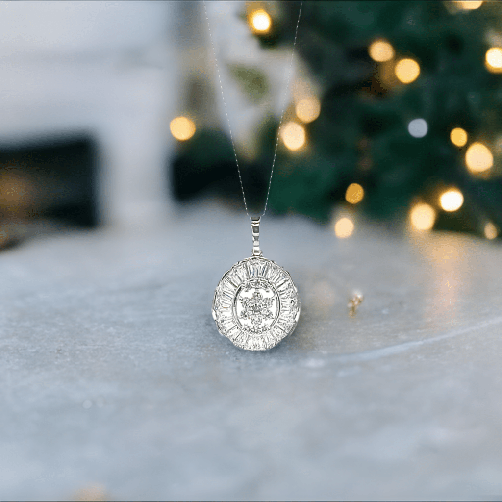 Oval Baguette Halo Necklace - Lilly Boulogne’