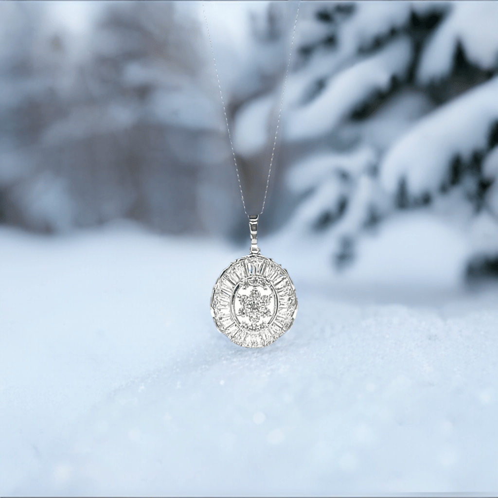 Oval Baguette Halo Necklace - Lilly Boulogne’