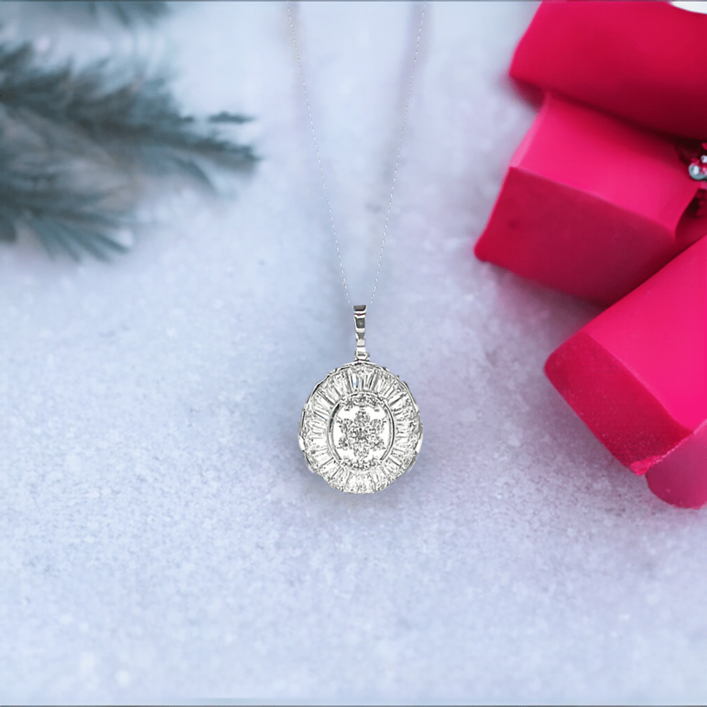 Oval Baguette Halo Necklace - Lilly Boulogne’