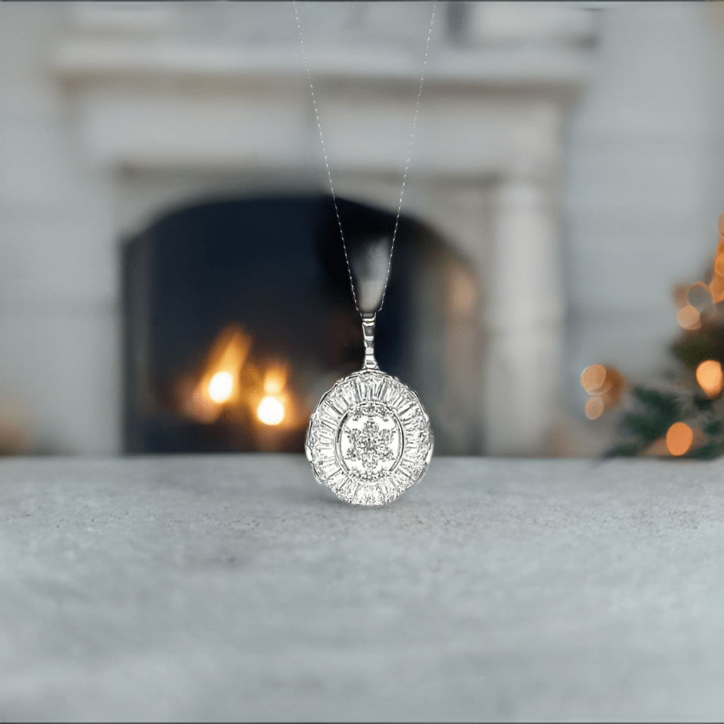 Oval Baguette Halo Necklace - Lilly Boulogne’