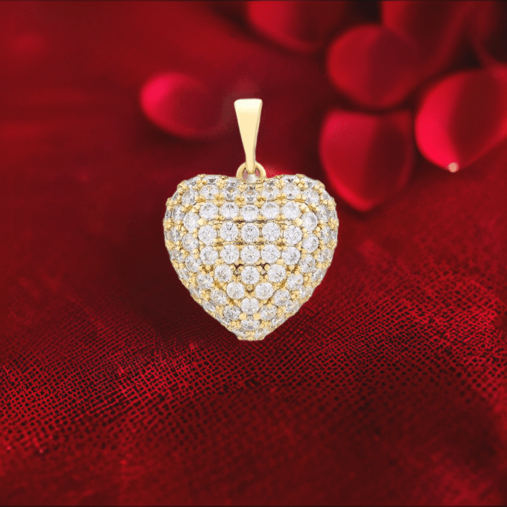Paved Puff Heart Necklace - Lilly Boulogne’