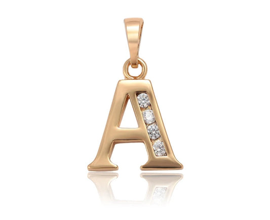 Yellow Gold Initial Letter CZ Pendant Necklace - Lilly Boulogne’